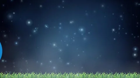 Blue and Yellow Soccer Ball Bouncing Over Grass Under Night Sky Stock Footage 341842425
