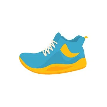Blue and yellow sport shoes icon in flat style Stock Illustration