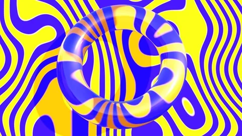A blue and yellow striped wavy pattern with donut loop animation Stock Footage 276494271