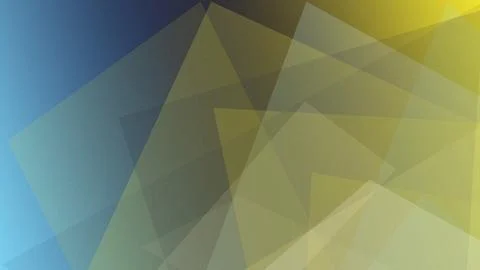 Blue and yellow translucent polygon facets overlap in a vibrant abstract st.. 스톡 일러스트