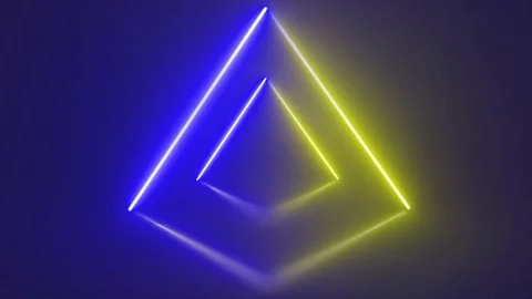 Blue and yellow Triangular shaped neon lines background Stock Footage 199380422