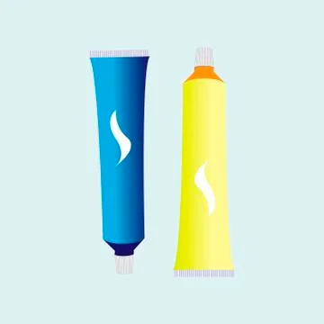 Blue and yellow tube of toothpaste. illustration. Stock Illustration