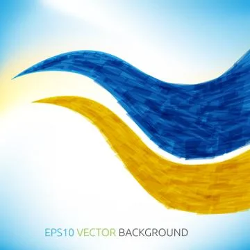 Blue and yellow waves Stock Illustration