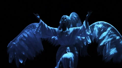 Blue Angel On Black Background Stock-Footage 48552468