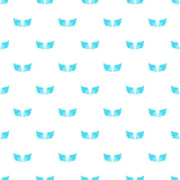 Blue angel wings seamless pattern background design Иллюстрация