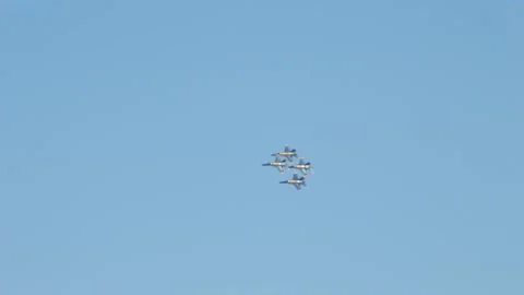 Blue Angels FA - 18A Fighter Jets Turns and Flys in Formation Stock Footage 160447530