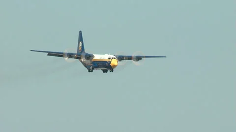 Blue Angels Fat Albert C130 Landing Stock Footage 34677071