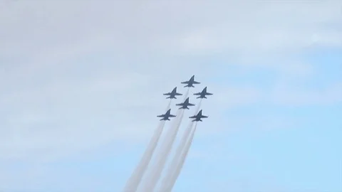 Blue Angels flying acrobatic team display Video stock 71243526