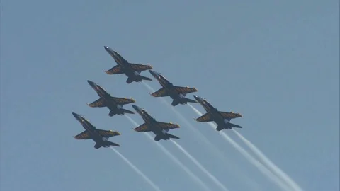 Blue Angels flying in the sky Stock Footage 110797687