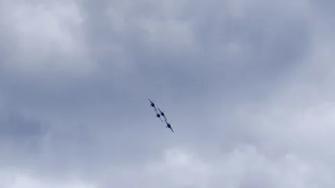 Blue Angels jets fly by in formation Stock Footage 249109675