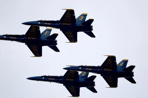 Blue Angels practicing in Eau Claire Wisconsin Stock Photos