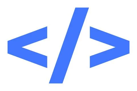 Blue angle brackets enclosing a forward slash, symbolizing HTML coding. Ideal Stock-Illustration