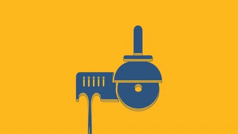 Blue Angle grinder icon isolated on orange background. 4K Video motion graphic Stock Footage 234724694