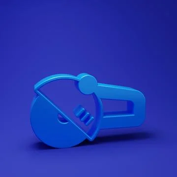 Blue Angle grinder icon isolated on blue background. Minimalism concept. 3D.. Ilustração Stock