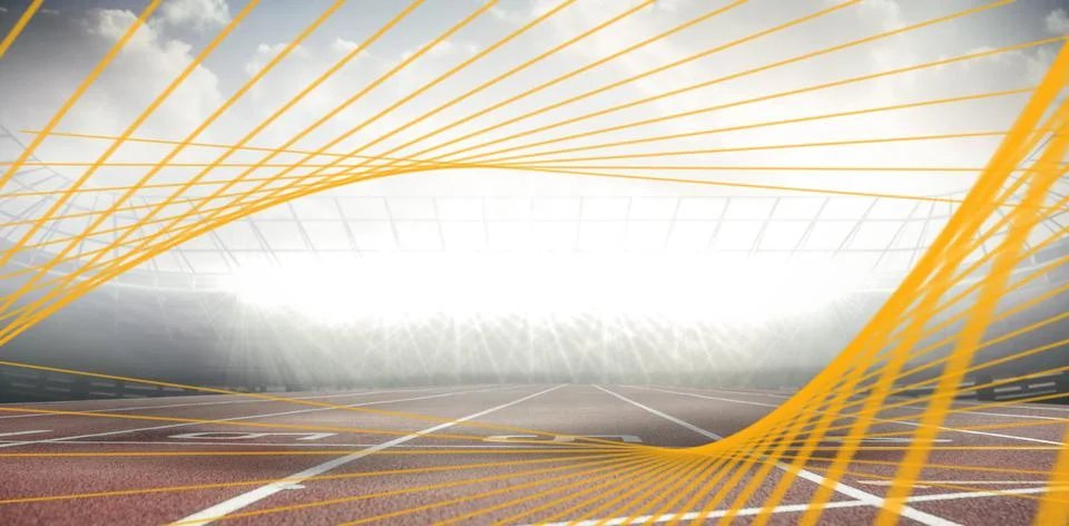 Blue angular design against view of a stadium Illustrazione stock