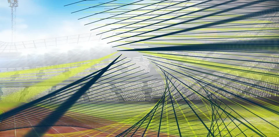 Blue angular design against view of a stadium Illustrazione stock