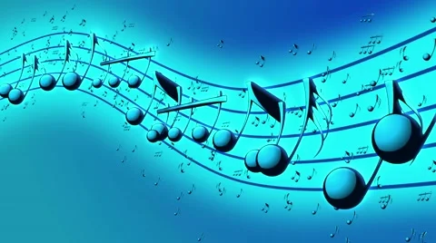Blue Animated background with musical notes - Seamless LOOP Stock Footage 49641332