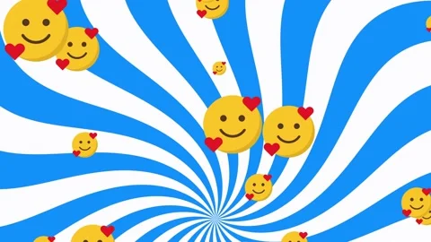 Blue Animated Background Smiley Emoticons Emoji Cartoon Style Stock Footage 228789434