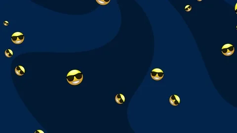 Blue Animated Background Smiley Emoticons Emoji Cartoon Style Stock Footage 228808088