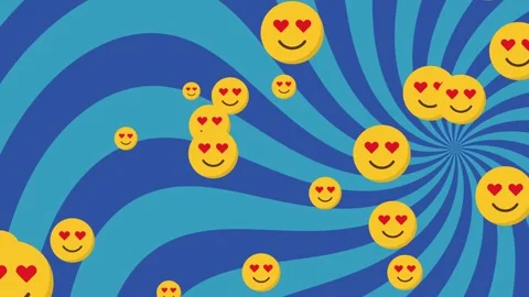 Blue Animated Background Smiley Emoticons Emoji Cartoon Style Stock Footage 228814467