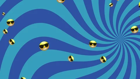 Blue Animated Background Smiley Emoticons Emoji Cartoon Style Stock Footage 228814589