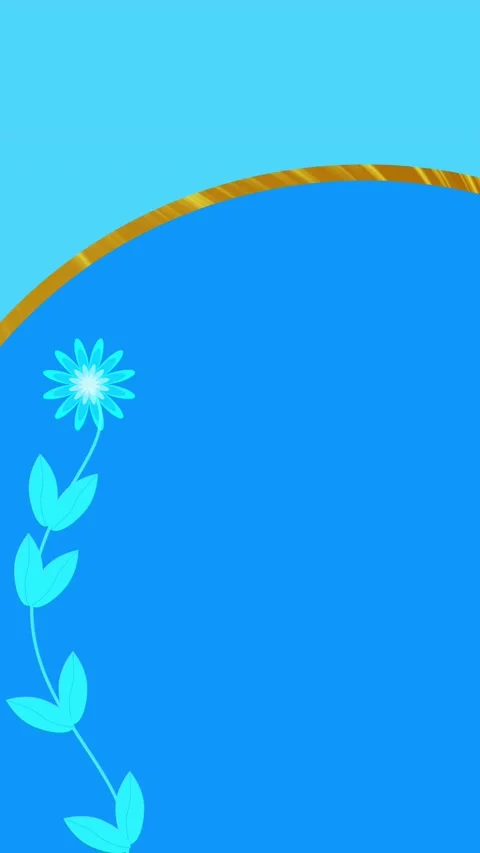 Blue animated template with golden lines and flower for social networking . Stock Footage 238009867
