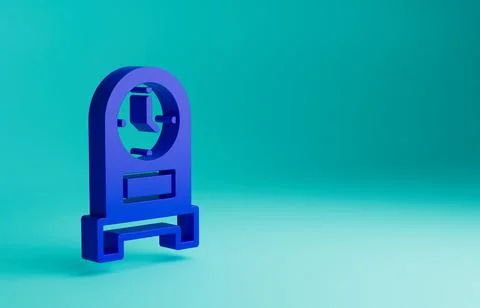 Blue Antique clock icon isolated on blue background. Minimalism concept. 3D 스톡 일러스트