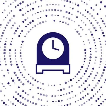 Blue Antique clock icon isolated on white background. Abstract circle rando.. Illustrazione stock