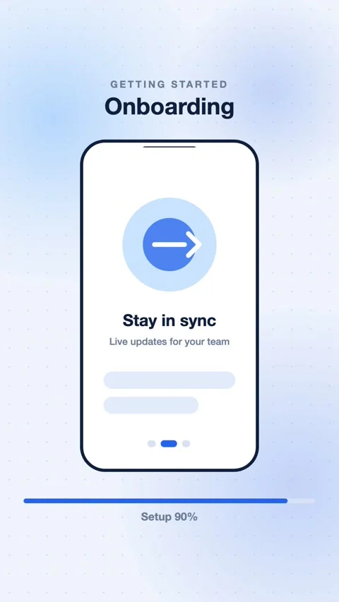 Blue App Onboarding Screens Sliding Vertically Vertical Animated UI Background Stock Footage 343851696