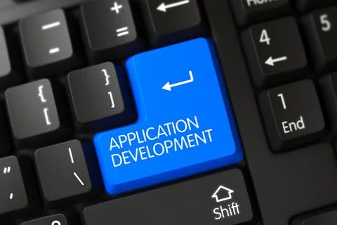 Blue Application Development Button on Keyboard Stock Illustration