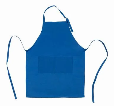 Blue apron with pockets. Object is isolated on a white background. Stock Photos