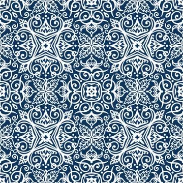 Blue Arabesque Pattern Stock Illustration