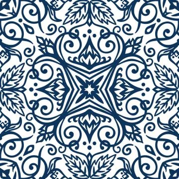Blue Arabesque Pattern Stock Illustration