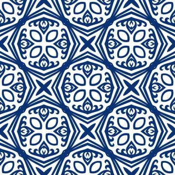 Blue Arabesque Pattern Stock Illustration