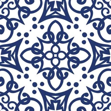Blue Arabesque Pattern Stock Illustration