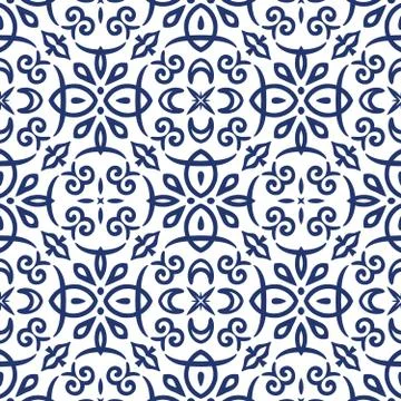 Blue Arabesque Pattern Stock Illustration