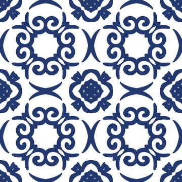 Blue Arabesque Pattern Illustrazione stock