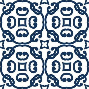 Blue Arabesque Pattern Stock Illustration