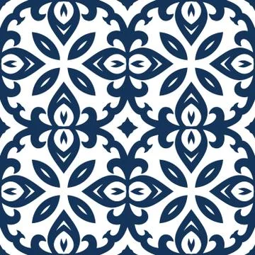 Blue Arabesque Pattern Stock Illustration
