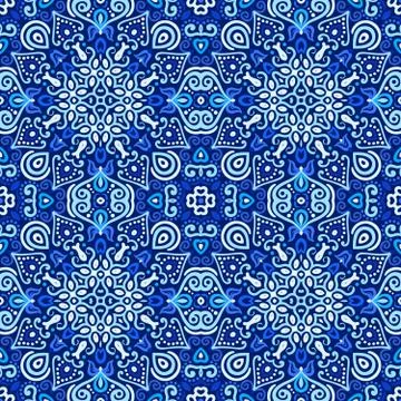 Blue Arabesque Pattern Stock Illustration