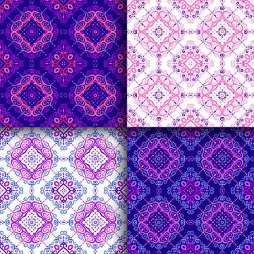 Blue Arabesque Patterns Stock Illustration