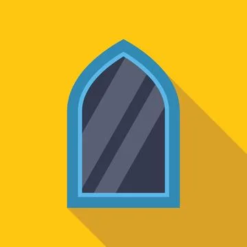 Blue arabian window casting a shadow on a yellow wall Stock Illustration