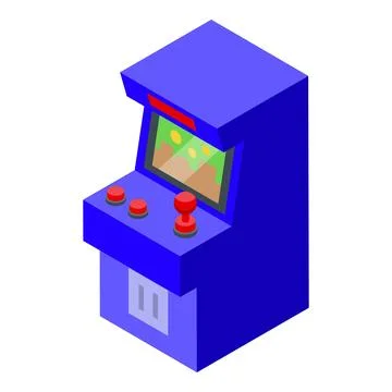 Blue arcade game machine displaying game over screen isometric view Stock Illustration
