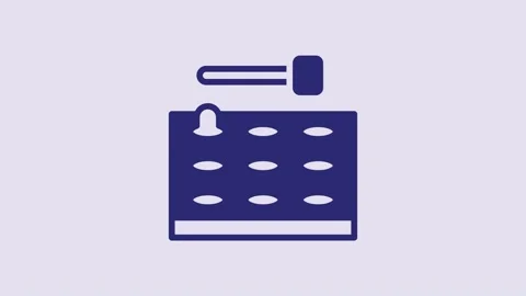 Blue Arcade game machine with hammer icon isolated on purple background Stock Footage 232802307