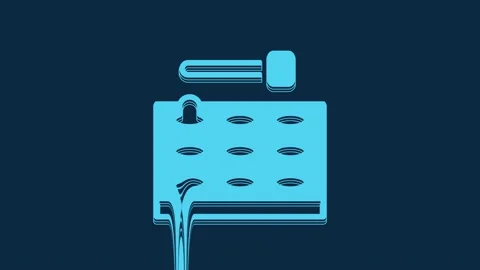 Blue Arcade game machine with hammer icon isolated on blue background. Amusement Stock Footage 235784940