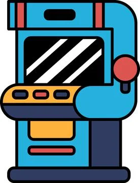 A blue arcade game with a yellow button Stock Illustration