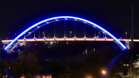 Blue arch bridge Stock Photos