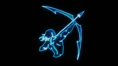 Blue Archer Warrior Animated Neon Logo - Loop - Overlay Graphic Element Stock Footage 282107376