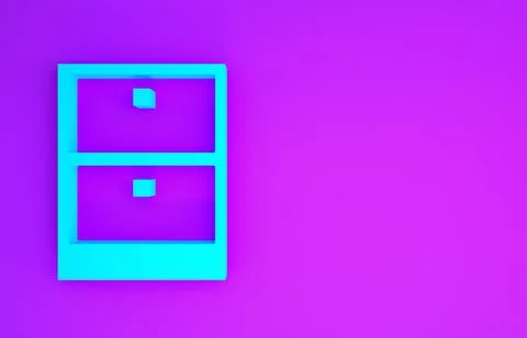 Blue Archive papers drawer icon isolated on purple background. Drawer with do Stock Illustration