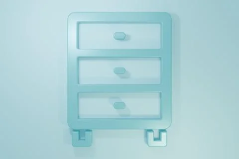 Blue Archive papers drawer icon isolated on blue background. Drawer with do.. Illustrazione stock